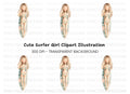 Girl Surfer Clipart Bundle