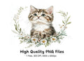 Cute Kitten Floral Wreath Clipart Bundle