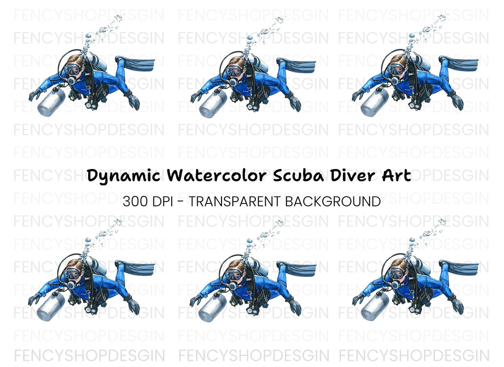 Professional Scuba Diver Clipart Bundle