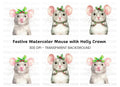 Cute Christmas Mouse Clipart Bundle