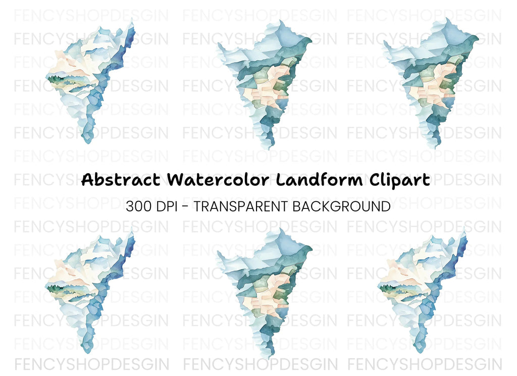 Abstract Mountain Map Clipart Bundle