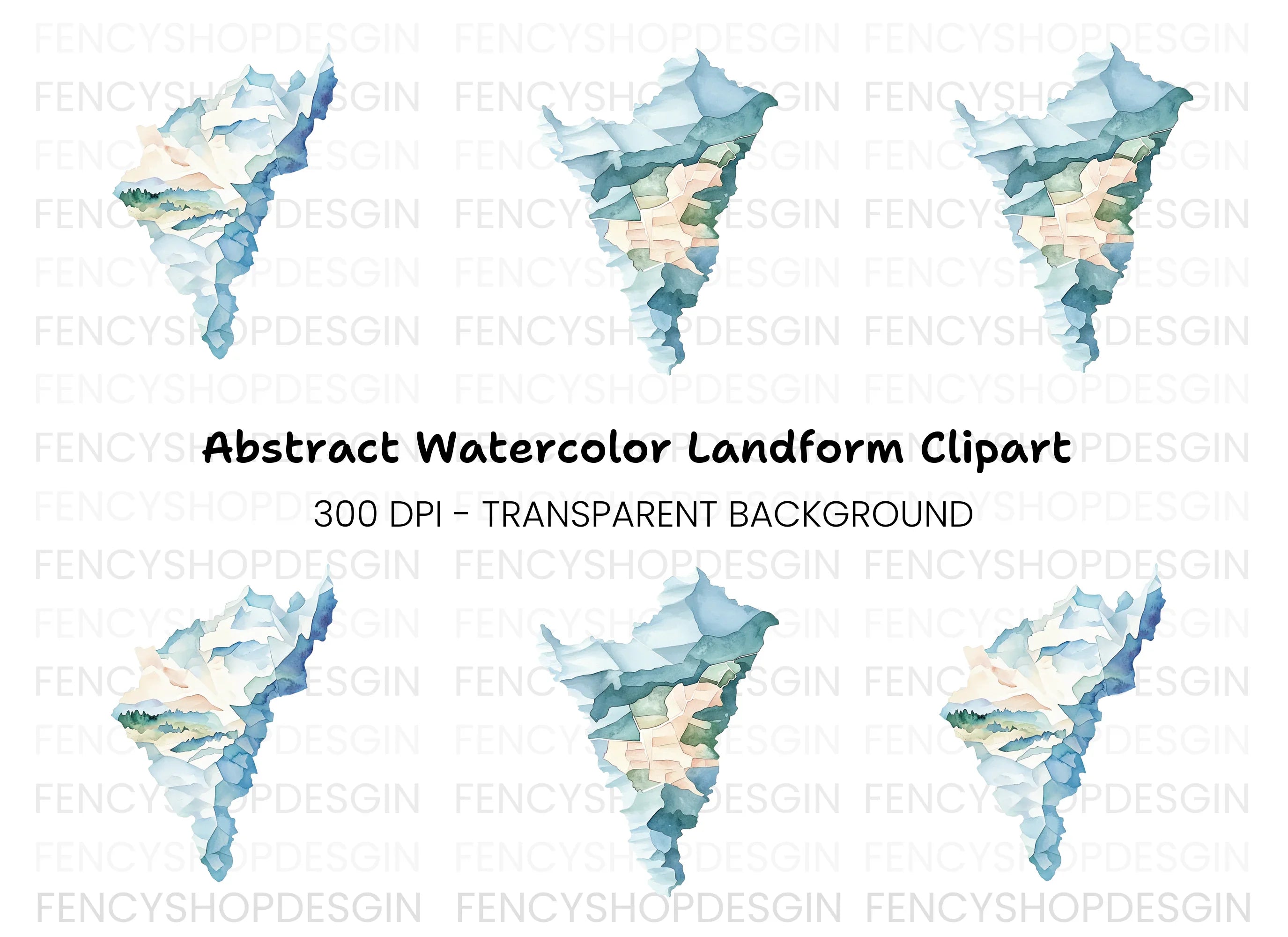 Abstract Mountain Map Clipart Bundle