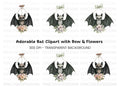 Sweet Baby Bat Floral Arrangement Clipart Bundle