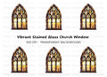 Stained Glass Church Window Clipart Bundle