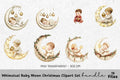 Baby on Moon Christmas Clipart Bundle