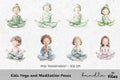 Kids Yoga and Meditation Poses Clipart Bundle