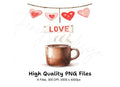 Love Heart Banners and Hot Cocoa Clipart Bundle