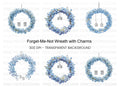 Forget Me Not Wreaths with Initials Clipart Bundle