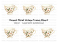 Elegant Floral Teacup Clipart Bundle