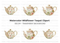 Floral Teapots Clipart Bundle