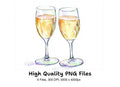 Elegant Champagne Flutes Clipart Bundle