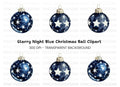 Blue Christmas Ornaments Clipart Bundle