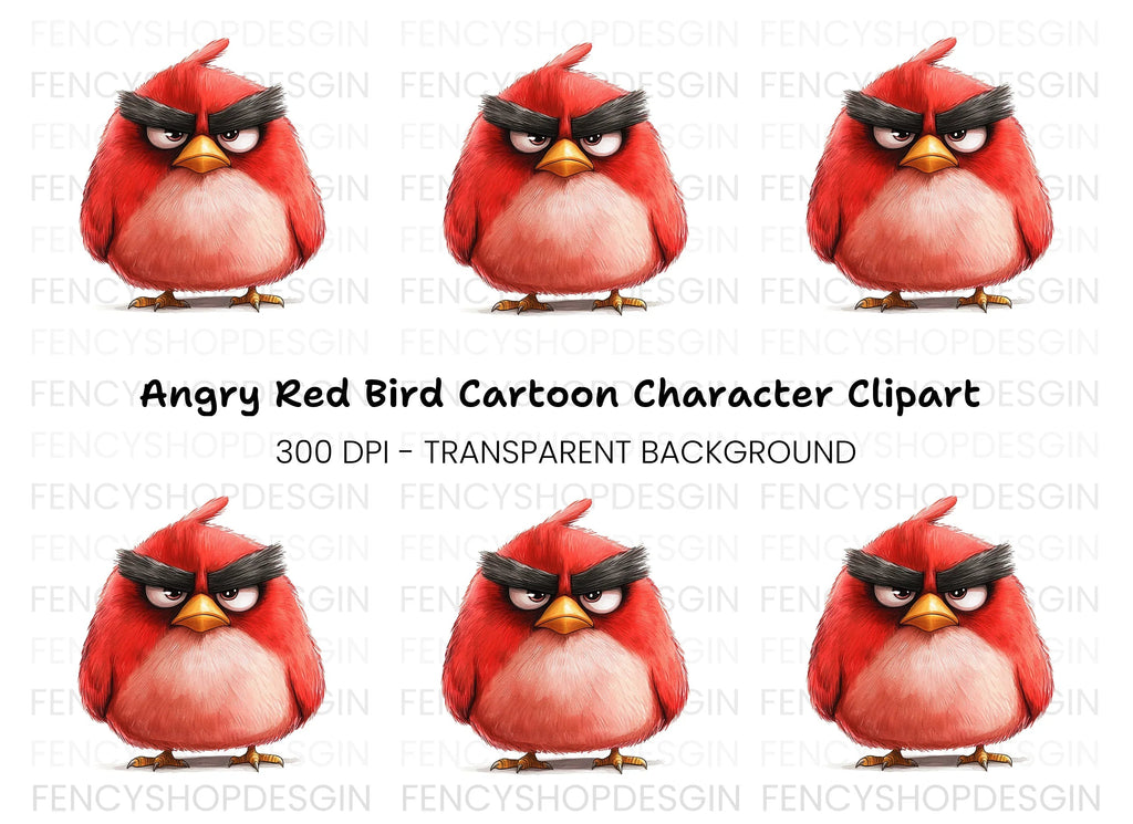Angry Red Bird Illustration Clipart Bundle