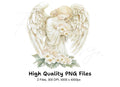 Graceful Angel with Rose Bouquet Clipart Bundle