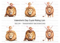 Cute Cupid Riding Lion Clipart Bundle