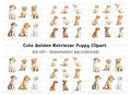 Adorable Golden Retriever Puppies Clipart Bundle