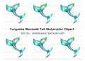 Teal and Gold Mermaid Tail Clipart Bundle