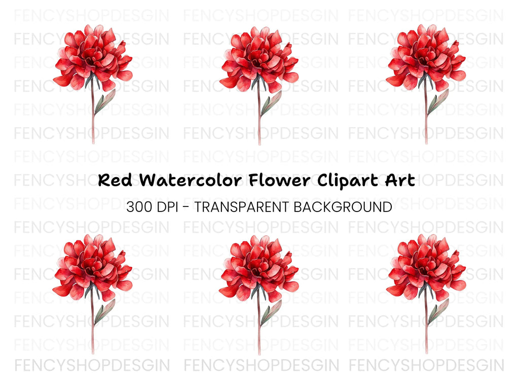 Vibrant Red Peony Clipart Bundle