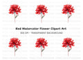 Vibrant Red Peony Clipart Bundle