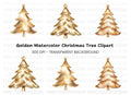 Golden Christmas Trees Clipart Bundle