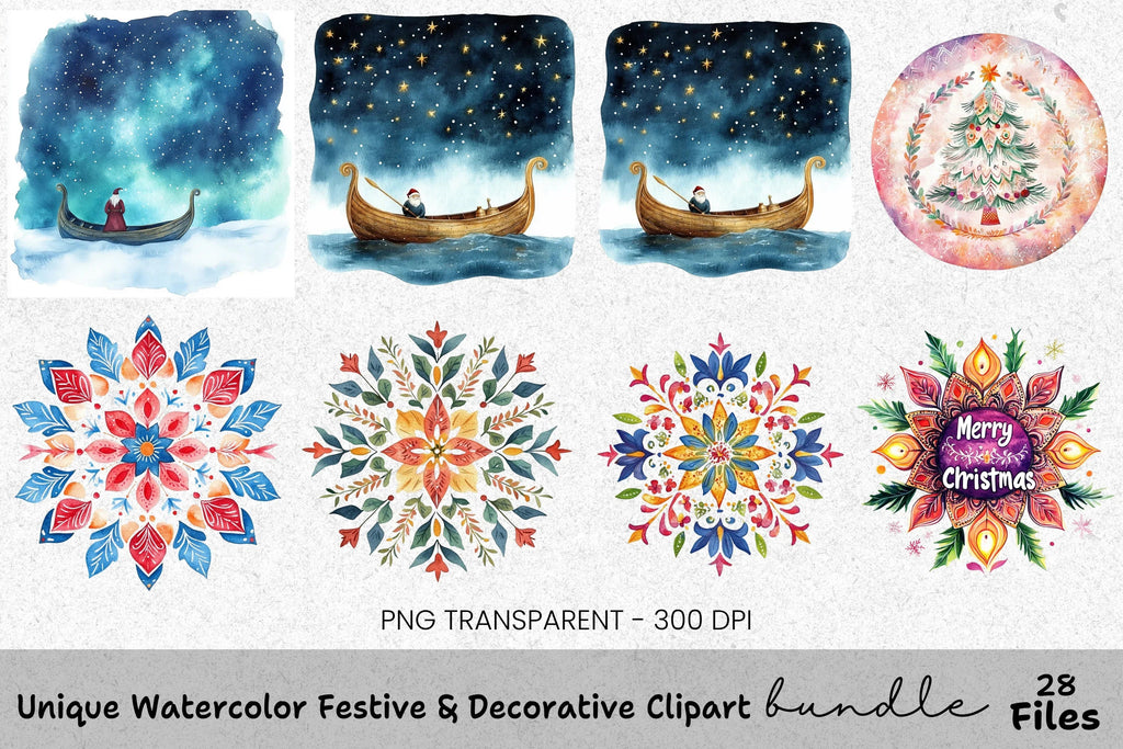 Viking Santa Christmas Clipart Bundle
