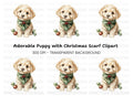 Cute Puppy Christmas Scarf Clipart Bundle