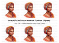 Beautiful African Woman Turban Clipart Bundle