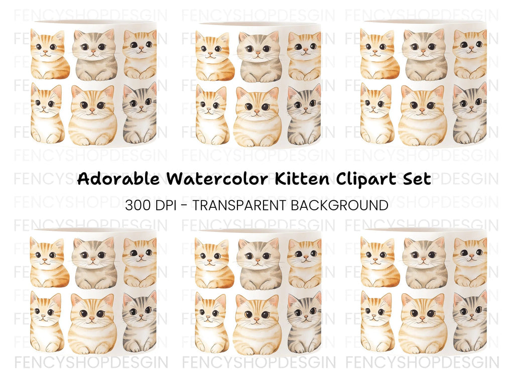 Cute Kitten Clipart Bundle