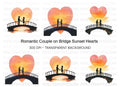 Romantic Couple on Bridge at Sunset Clipart Bundle
