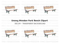Snowy Wooden Park Bench Clipart Bundle
