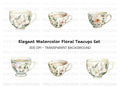 Elegant White Floral Teacup Clipart Bundle