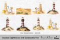 Coastal Lighthouse and Sandcastle Fun Clipart Bundle