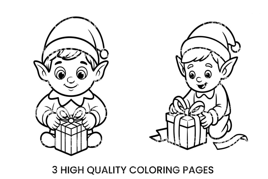 Cute Christmas Elf Gift Coloring Books