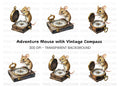 Adventurous Mice with Compass Clipart Bundle