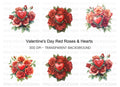 Romantic Rose Bouquets with Heart Clipart Bundle