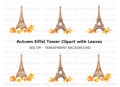 Eiffel Tower Autumn Leaves Clipart Bundle