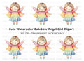 Cute Rainbow Angel Girl Clipart Bundle