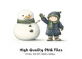 Happy Kids and Snowmen Winter Clipart Bundle