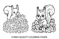 Cute Squirrels Autumn Coloring Books