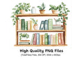 Greenery Bookshelf Clipart Bundle