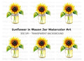 Sunflower in Mason Jar Clipart Bundle