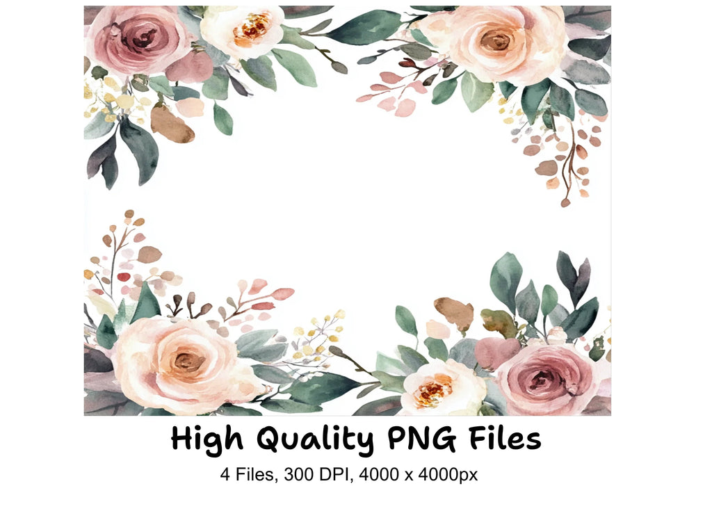 Floral Wreaths Corners Clipart Bundle