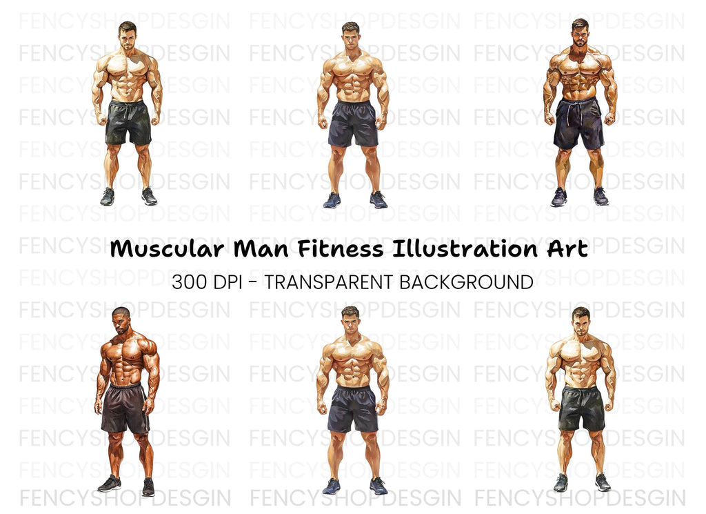 Muscular Men Fitness Clipart Bundle