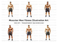 Muscular Men Fitness Clipart Bundle