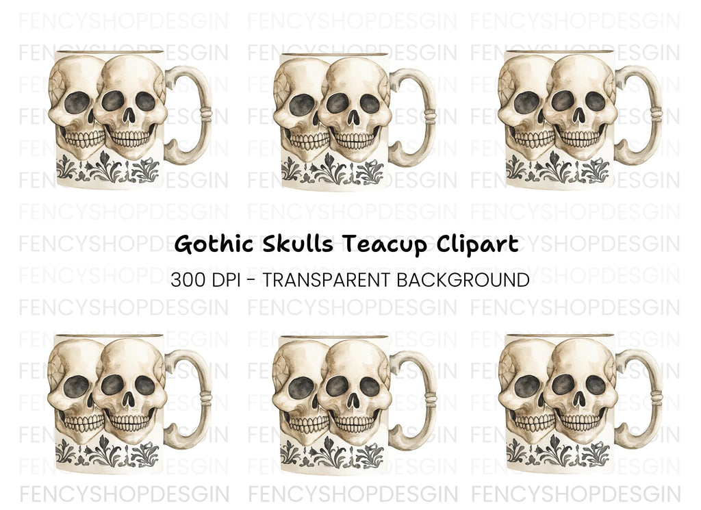 Skull Halloween Decor Clipart Bundle