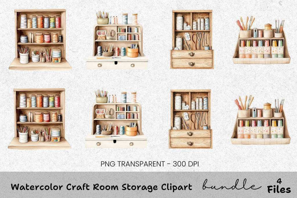 Craft Room Storage Clipart Bundle