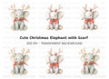 Cute Baby Elephant Christmas Clipart Bundle