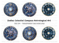 Celestial Zodiac Compass Clipart Bundle