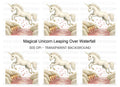 Magical Unicorn Jumping Over Stream Clipart Bundle