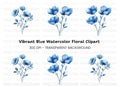 Elegant Blue Flowers Clipart Bundle